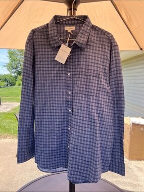 Peter Millar Men's Navy Plaid Button-Down Shirt